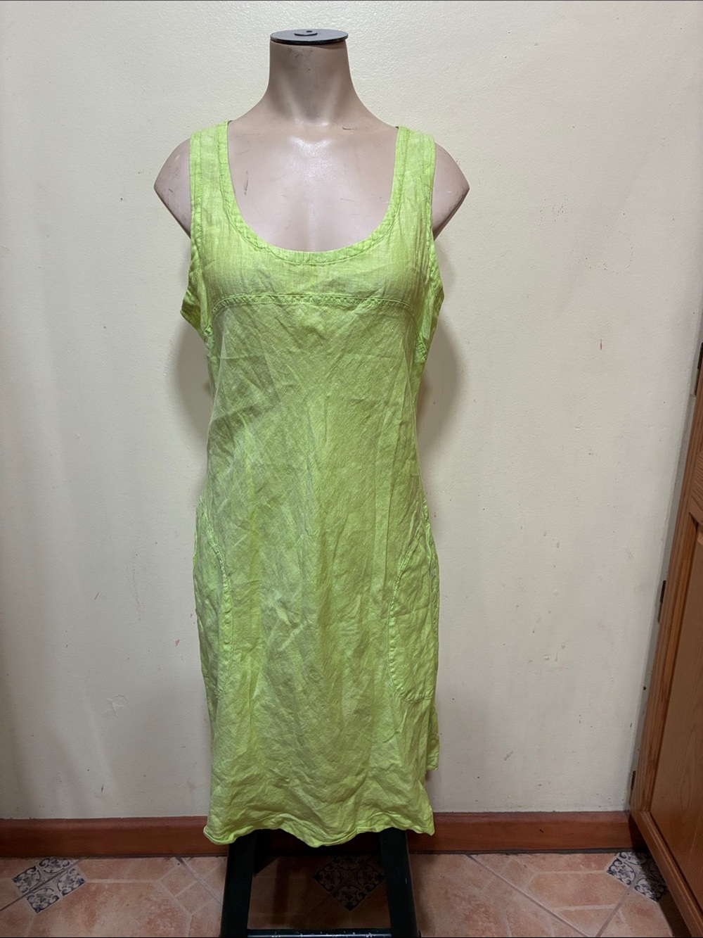 Horny Toad Lime Yellow 100% linen dress